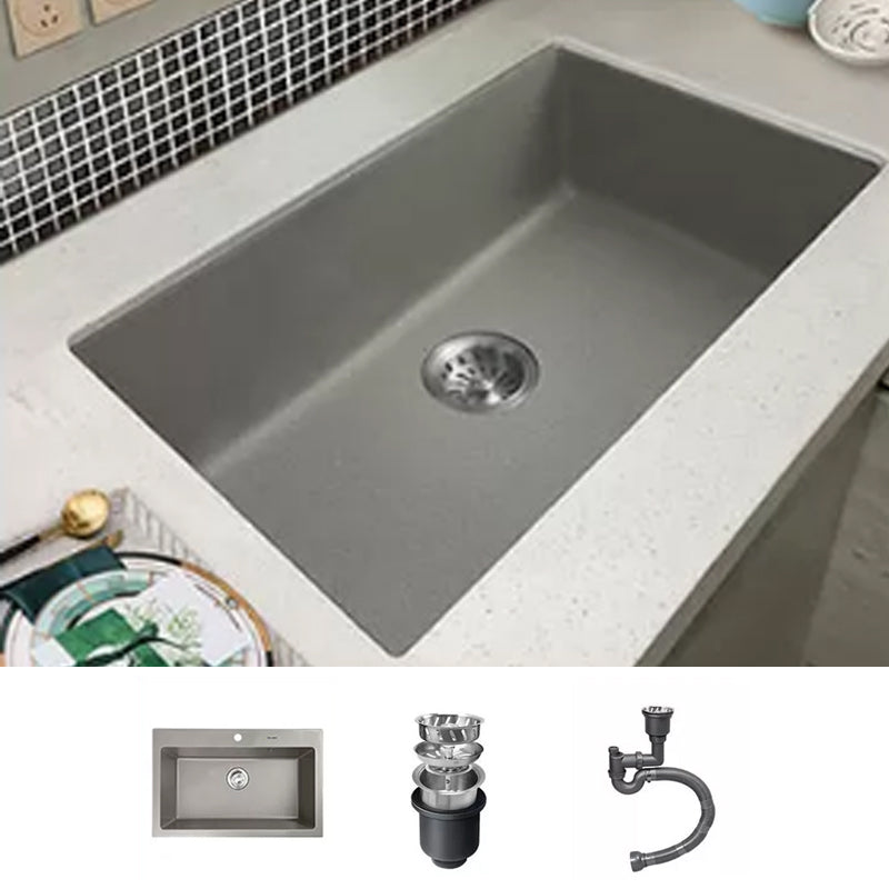 Kitchen Ceramic Sink Grey Pull-out Faucet Rod Handle Anti-spill Sink