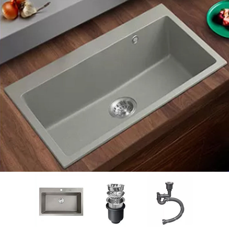 Kitchen Ceramic Sink Grey Pull-out Faucet Rod Handle Anti-spill Sink