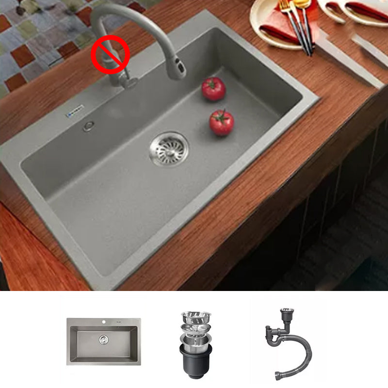 Kitchen Ceramic Sink Grey Pull-out Faucet Rod Handle Anti-spill Sink