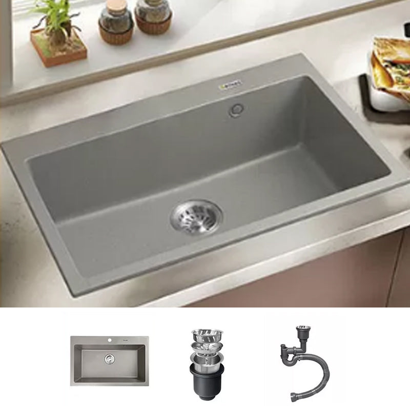 Kitchen Ceramic Sink Grey Pull-out Faucet Rod Handle Anti-spill Sink
