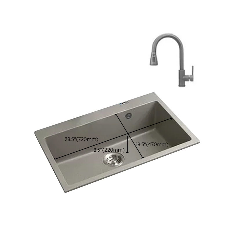 Kitchen Ceramic Sink Grey Pull-out Faucet Rod Handle Anti-spill Sink