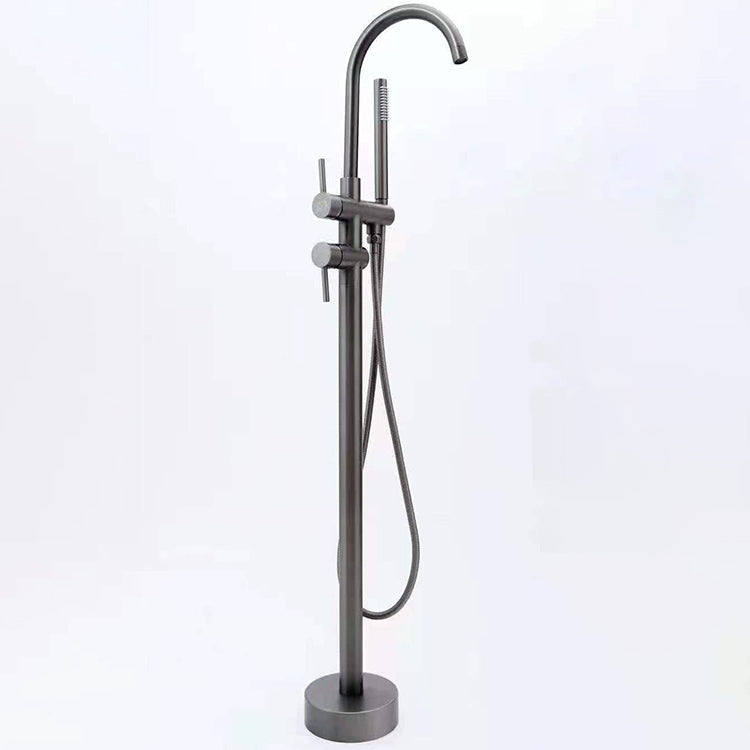 Floor Mounted Freestanding Tub Filler Single Handle Freestanding Faucet with Hose