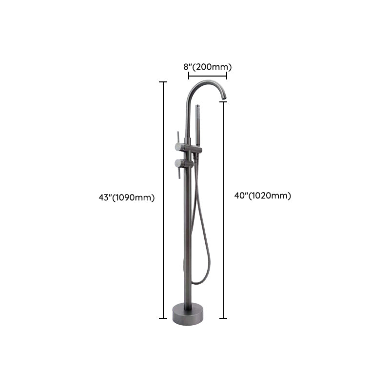 Floor Mounted Freestanding Tub Filler Single Handle Freestanding Faucet with Hose