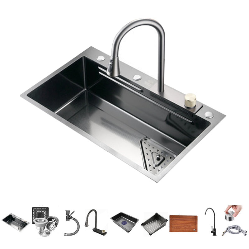 Contemporary Stainless Steel Undermount Kitchen Sink Single Bowl Kitchen Bar Sink