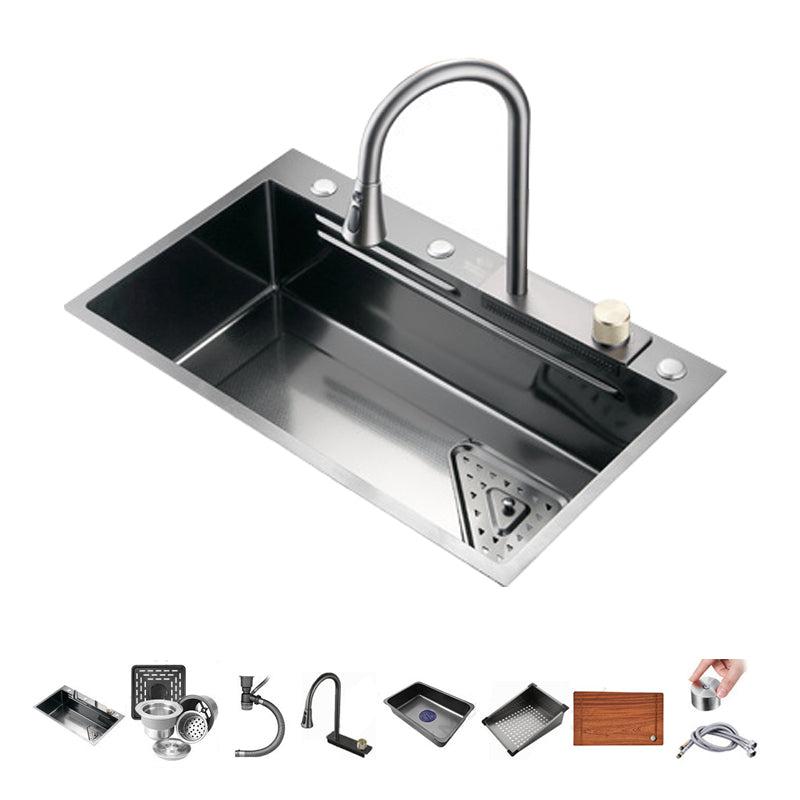 Contemporary Stainless Steel Undermount Kitchen Sink Single Bowl Kitchen Bar Sink