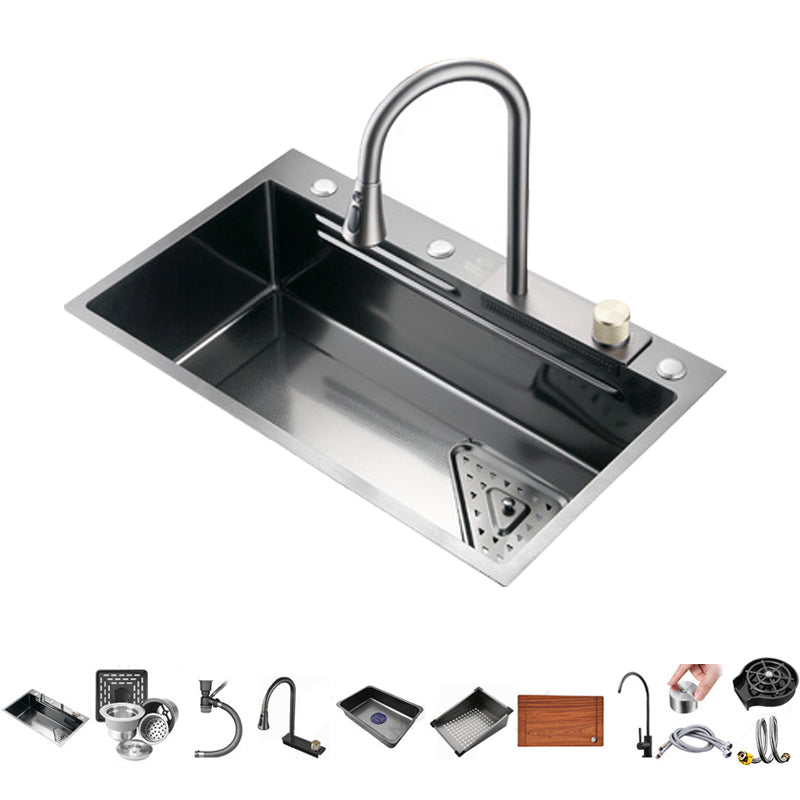 Contemporary Stainless Steel Undermount Kitchen Sink Single Bowl Kitchen Bar Sink