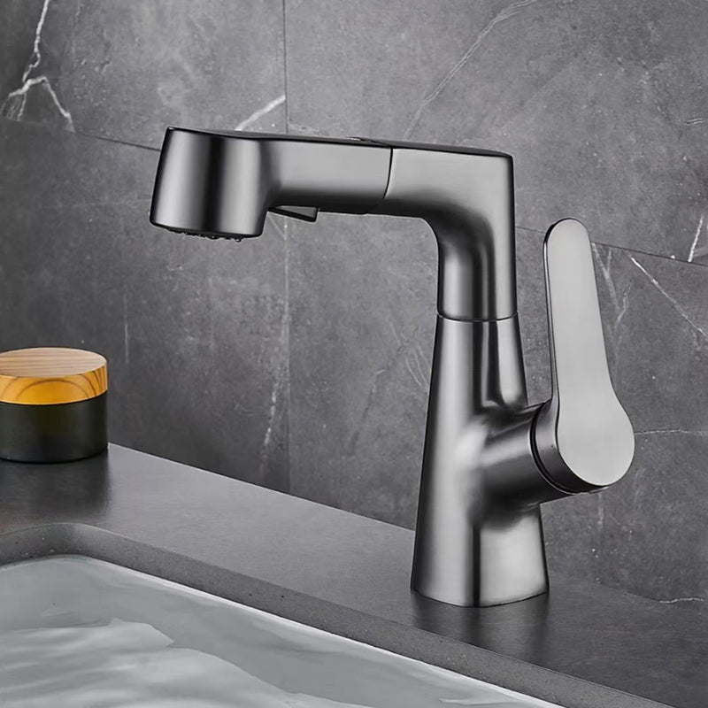 Modern Vessel Sink Faucet Lever Handle with Pull Down Sprayer