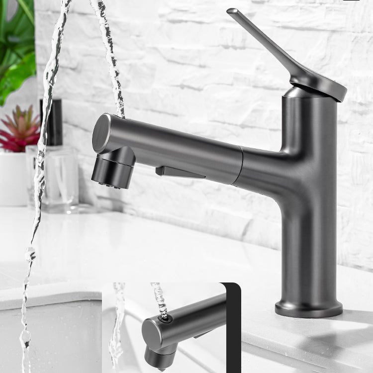 Modern Vessel Sink Faucet Lever Handle with Pull Down Sprayer