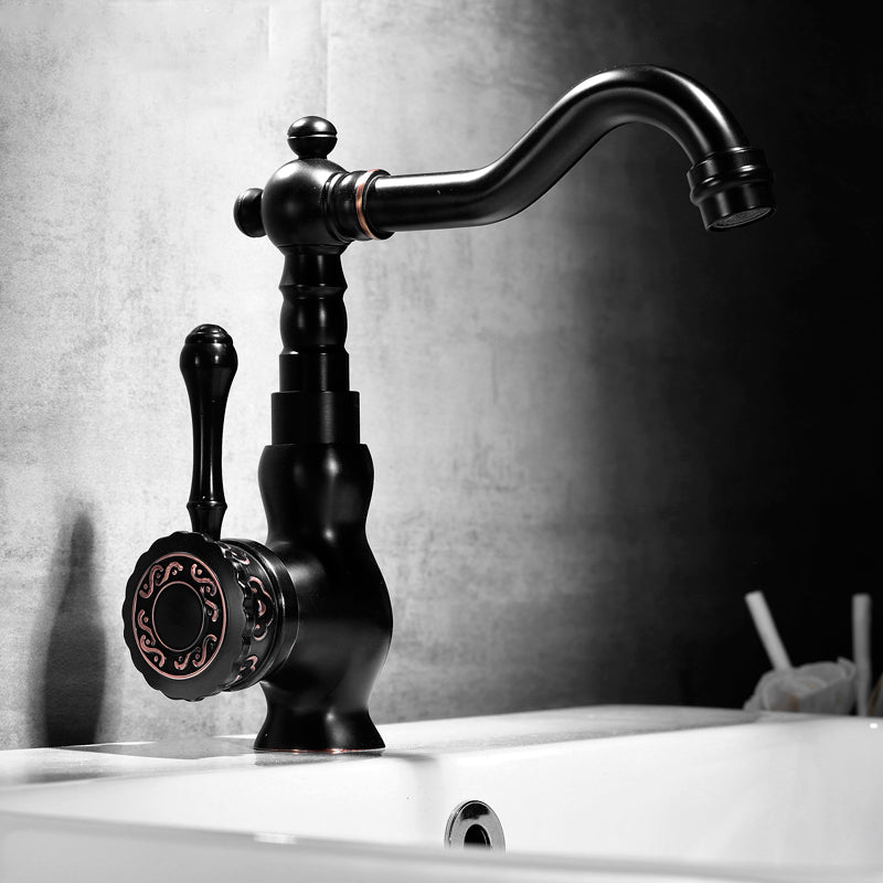 Glam Style Vessel Sink Faucet Swivel Spout Lever Handle Vessel Faucet