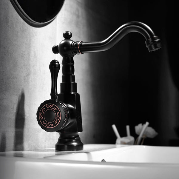 Glam Style Vessel Sink Faucet Swivel Spout Lever Handle Vessel Faucet