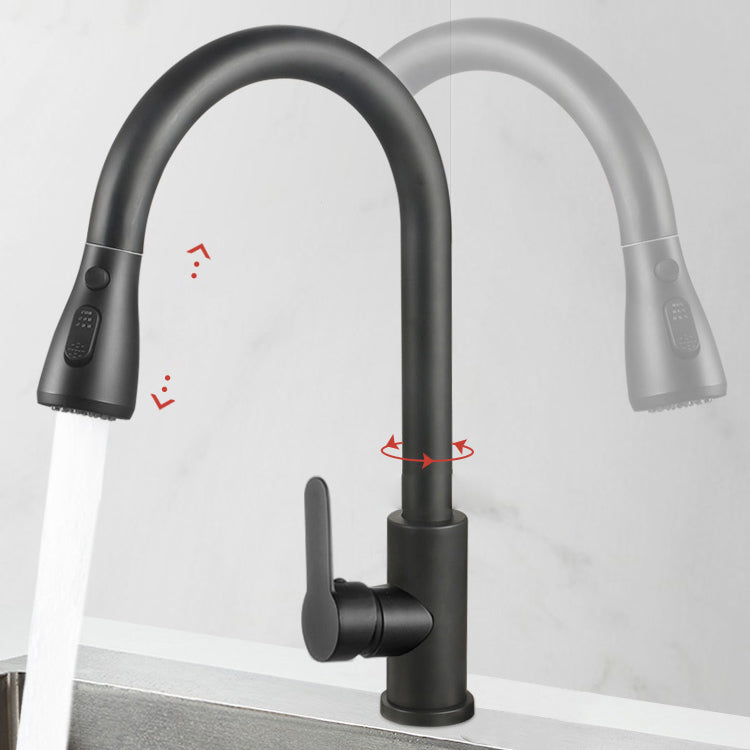 Modern Style Kitchen Faucet 304 Stainless Steel High Arc Pull Down Kitchen Faucet