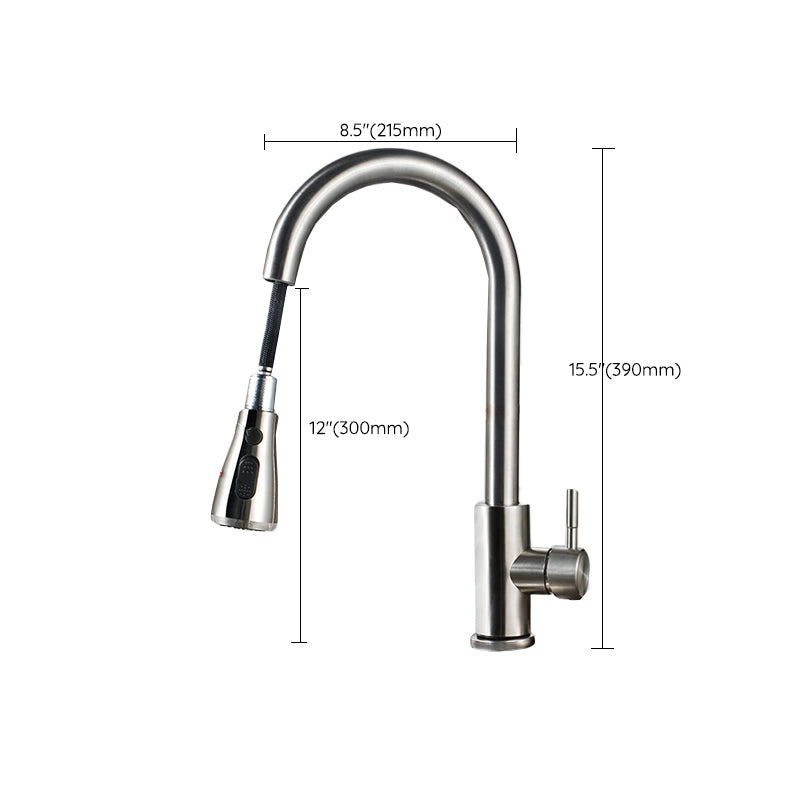 Modern Style Kitchen Faucet 304 Stainless Steel High Arc Pull Down Kitchen Faucet