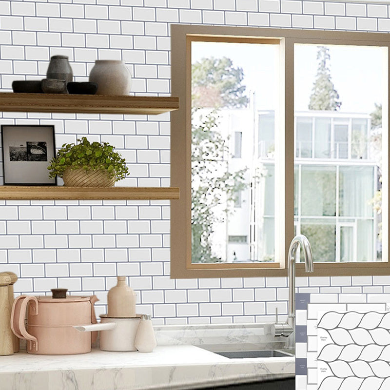 Subway Tile Wallpaper Plastic Peel and Stick Backsplash Wall Tile