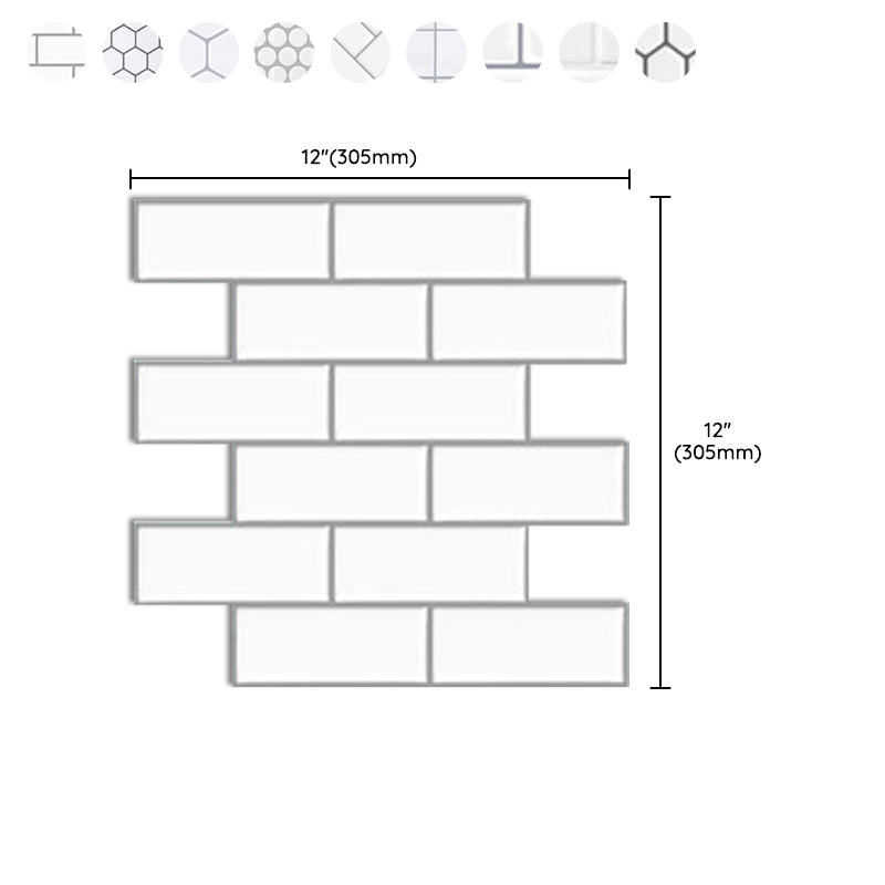 Subway Tile Wallpaper Plastic Peel and Stick Backsplash Wall Tile