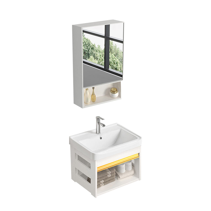 Sink Vanity Set White Drawers Wall-mounted Rectangular Sink with Faucet