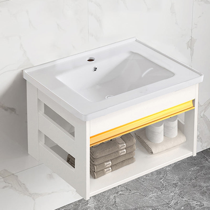 Sink Vanity Set White Drawers Wall-mounted Rectangular Sink with Faucet