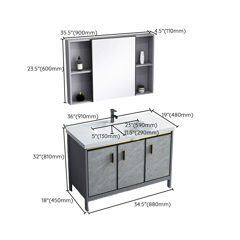 Bathroom Vanity Set Drawers Rectangular Sink Mirror Vanity Sink with Faucet