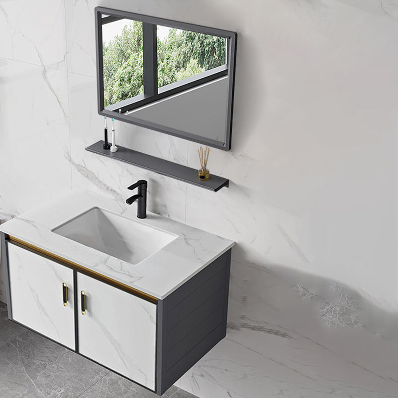 Sink Vanity Wall Mounted Mirror Drawers Ceramic Bathroom Vanity with Faucet