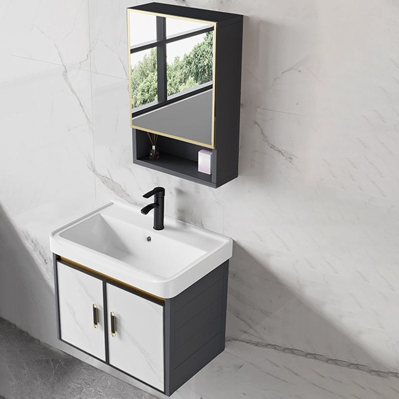 Sink Vanity Wall Mounted Mirror Drawers Ceramic Bathroom Vanity with Faucet