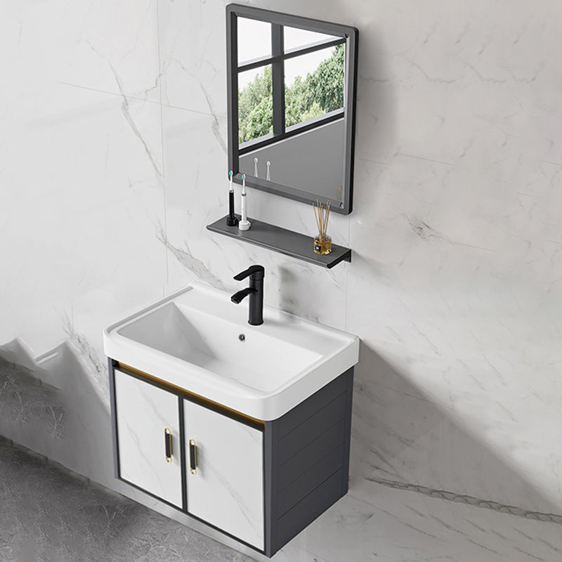 Sink Vanity Wall Mounted Mirror Drawers Ceramic Bathroom Vanity with Faucet