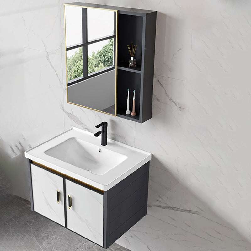 Sink Vanity Wall Mounted Mirror Drawers Ceramic Bathroom Vanity with Faucet