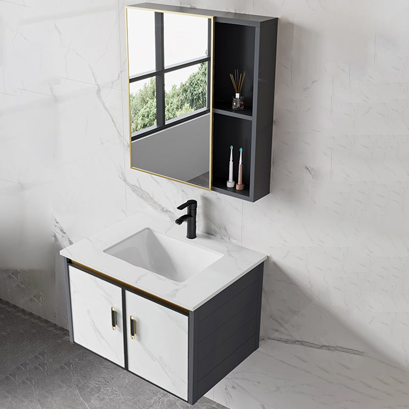 Sink Vanity Wall Mounted Mirror Drawers Ceramic Bathroom Vanity with Faucet