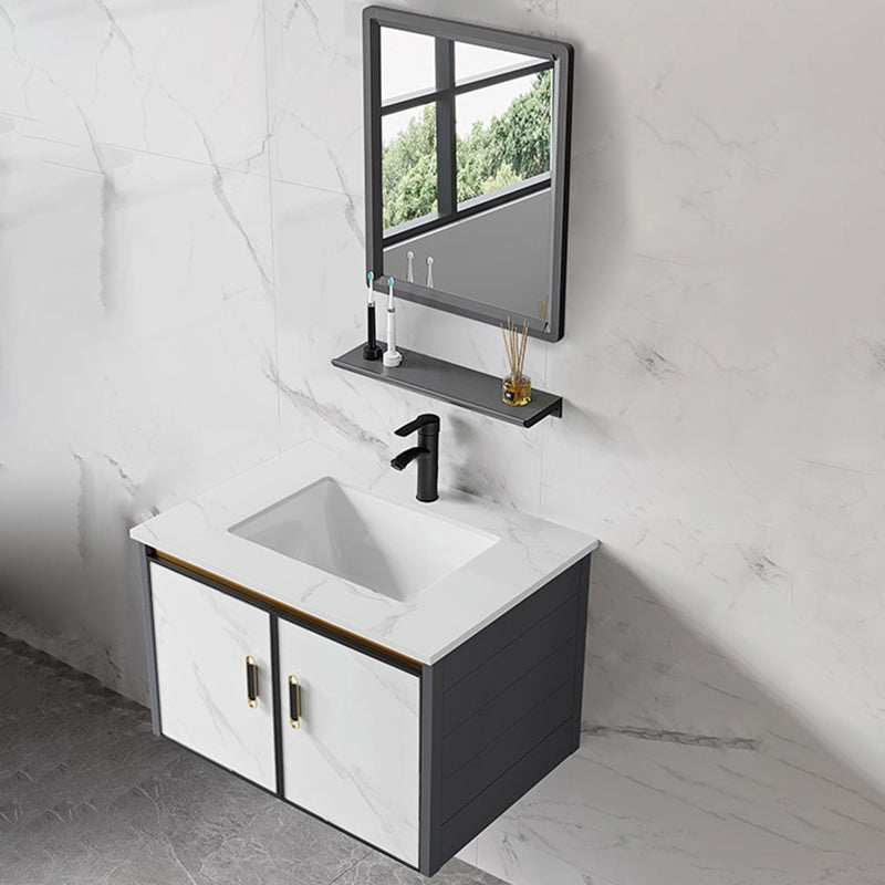 Sink Vanity Wall Mounted Mirror Drawers Ceramic Bathroom Vanity with Faucet