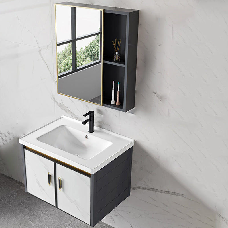 Sink Vanity Wall Mounted Mirror Drawers Ceramic Bathroom Vanity with Faucet