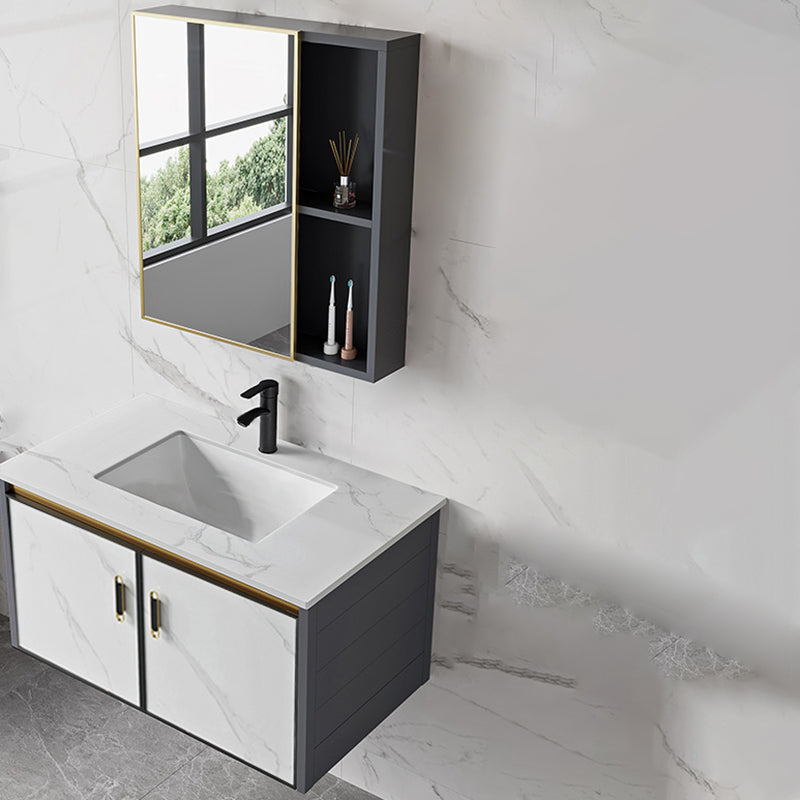 Sink Vanity Wall Mounted Mirror Drawers Ceramic Bathroom Vanity with Faucet