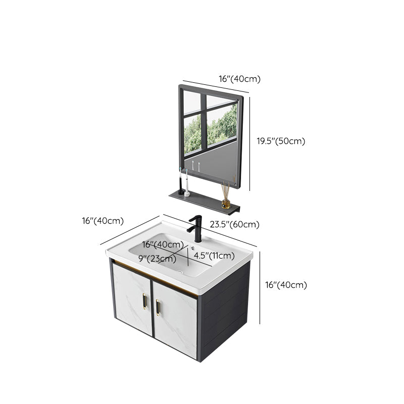 Sink Vanity Wall Mounted Mirror Drawers Ceramic Bathroom Vanity with Faucet