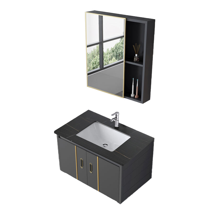 Bathroom Sink Vanity Rectangular Ceramic Sink Drawers Mirror Vanity with Faucet