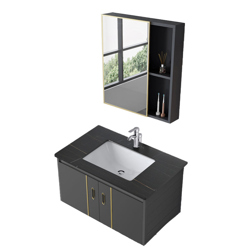 Bathroom Sink Vanity Rectangular Ceramic Sink Drawers Mirror Vanity with Faucet