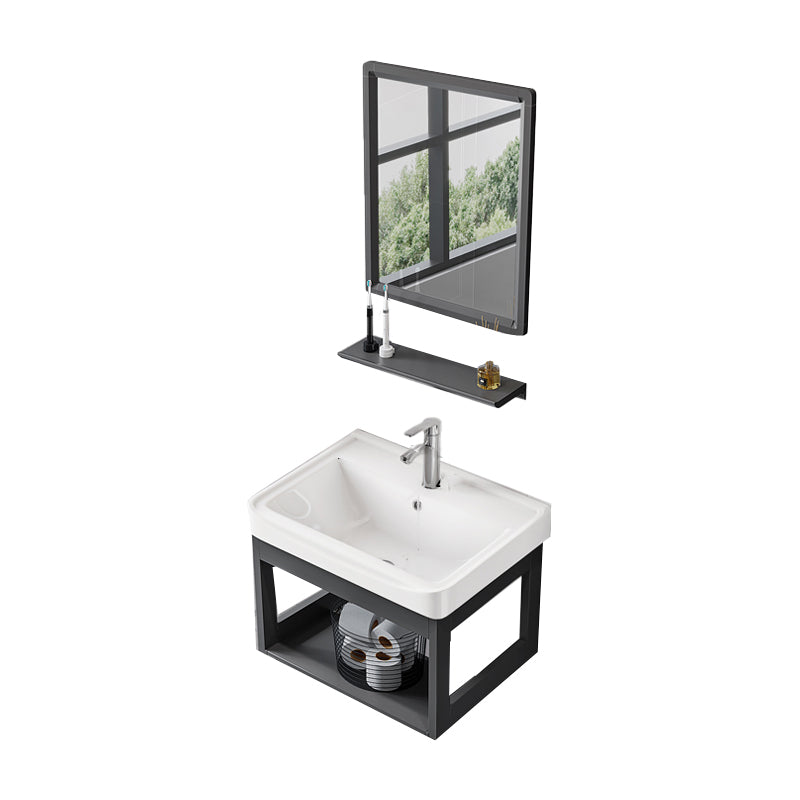 Bathroom Sink Vanity Rectangular Ceramic Sink Drawers Mirror Vanity with Faucet