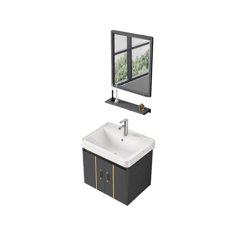 Bathroom Sink Vanity Rectangular Ceramic Sink Drawers Mirror Vanity with Faucet