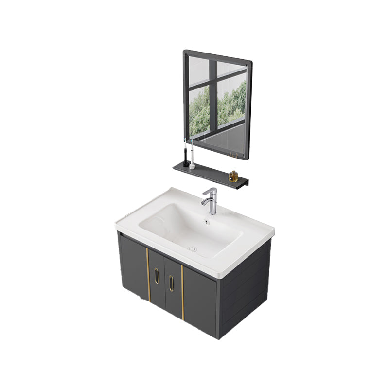 Bathroom Sink Vanity Rectangular Ceramic Sink Drawers Mirror Vanity with Faucet