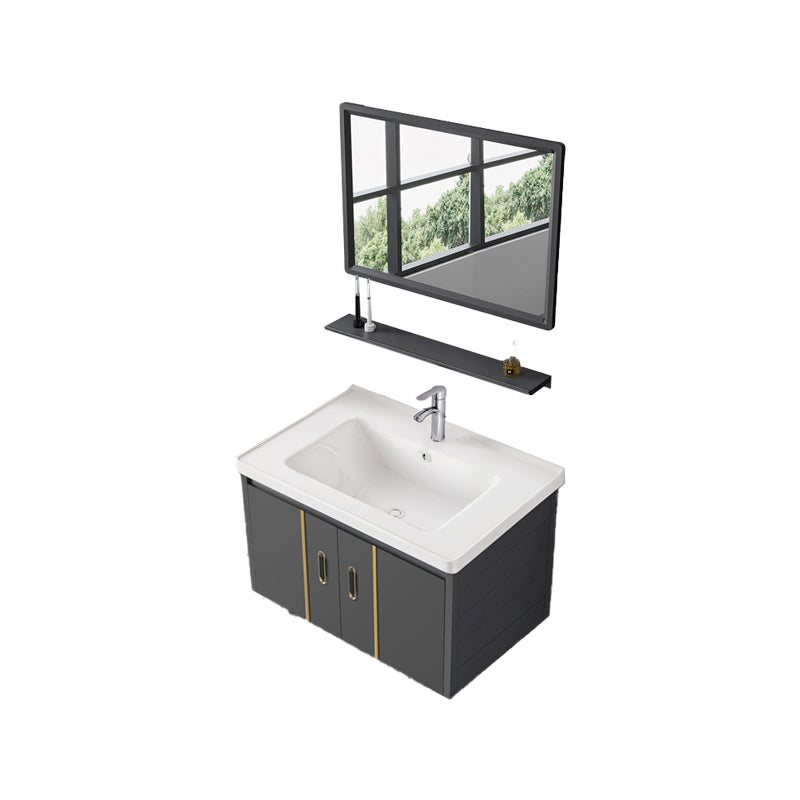 Bathroom Sink Vanity Rectangular Ceramic Sink Drawers Mirror Vanity with Faucet