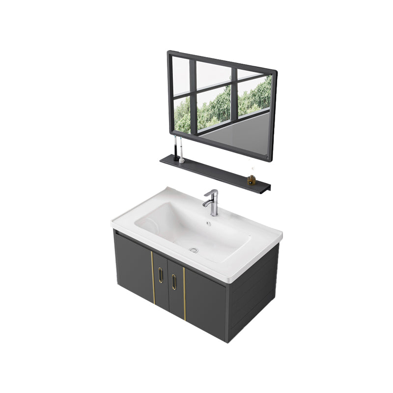 Bathroom Sink Vanity Rectangular Ceramic Sink Drawers Mirror Vanity with Faucet