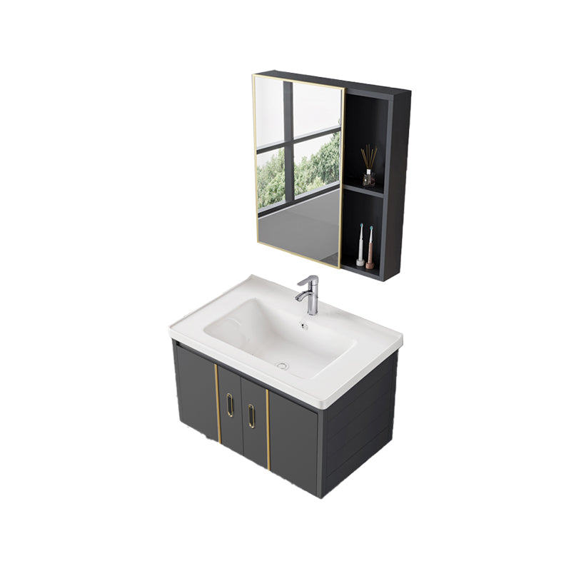 Bathroom Sink Vanity Rectangular Ceramic Sink Drawers Mirror Vanity with Faucet