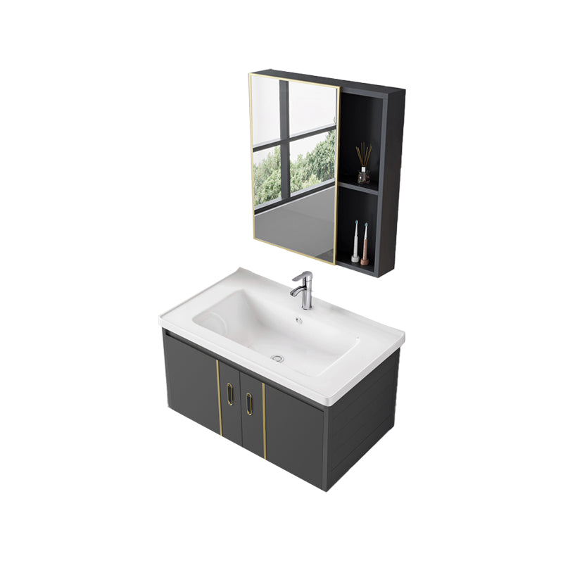 Bathroom Sink Vanity Rectangular Ceramic Sink Drawers Mirror Vanity with Faucet