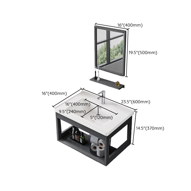 Bathroom Sink Vanity Rectangular Ceramic Sink Drawers Mirror Vanity with Faucet