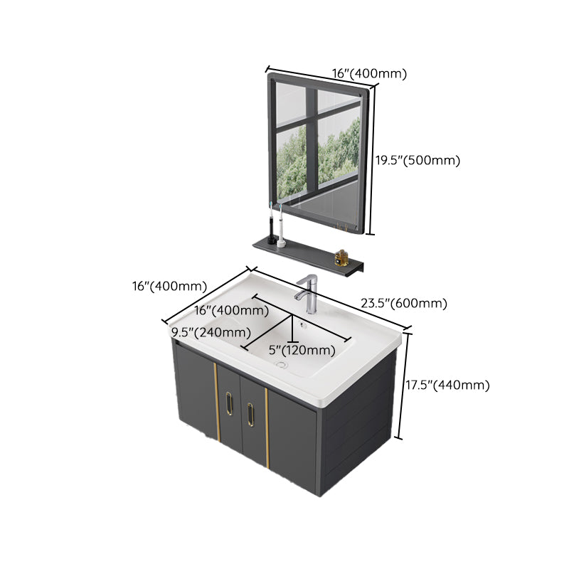 Bathroom Sink Vanity Rectangular Ceramic Sink Drawers Mirror Vanity with Faucet