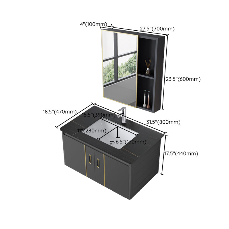 Bathroom Sink Vanity Rectangular Ceramic Sink Drawers Mirror Vanity with Faucet