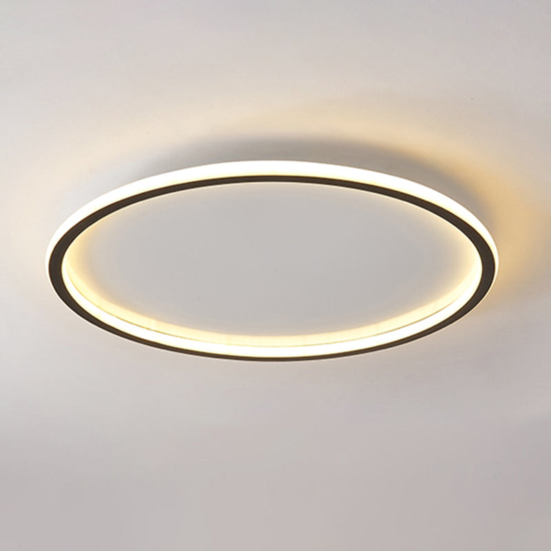 Minimalism Ceiling Lighting Circle LED Flush Mount Fixture in Black for Bedroom