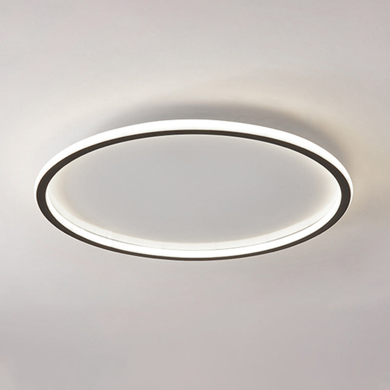 Minimalism Ceiling Lighting Circle LED Flush Mount Fixture in Black for Bedroom