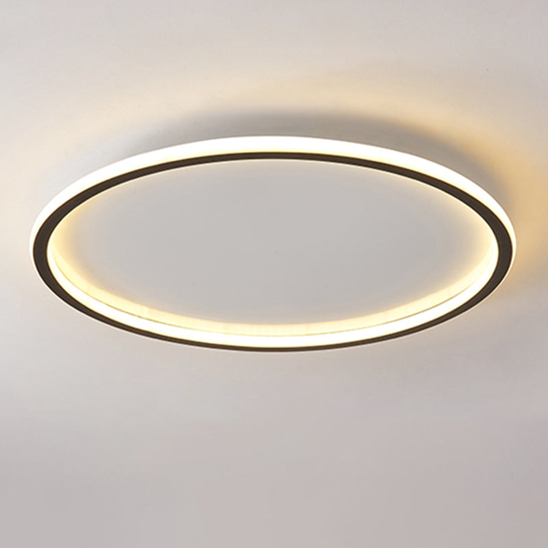 Minimalism Ceiling Lighting Circle LED Flush Mount Fixture in Black for Bedroom