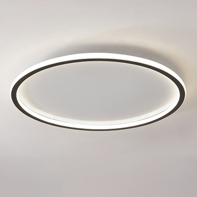 Minimalism Ceiling Lighting Circle LED Flush Mount Fixture in Black for Bedroom