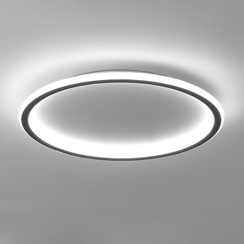 Minimalism Ceiling Lighting Circle LED Flush Mount Fixture in Black for Bedroom