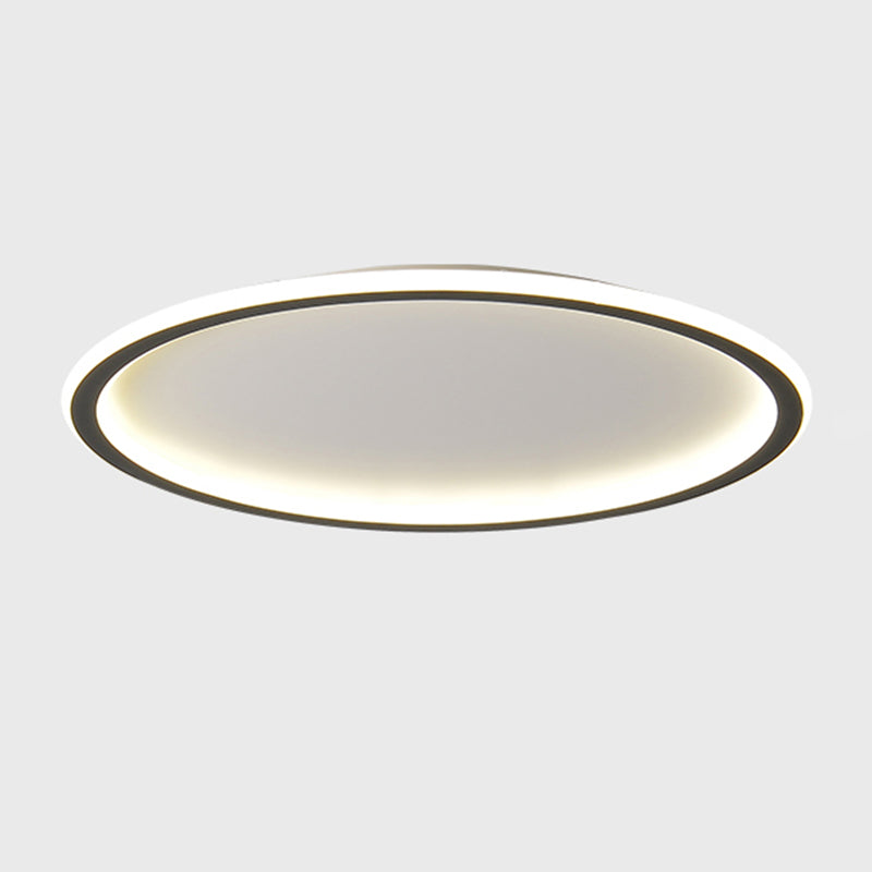 Minimalism Ceiling Lighting Circle LED Flush Mount Fixture in Black for Bedroom