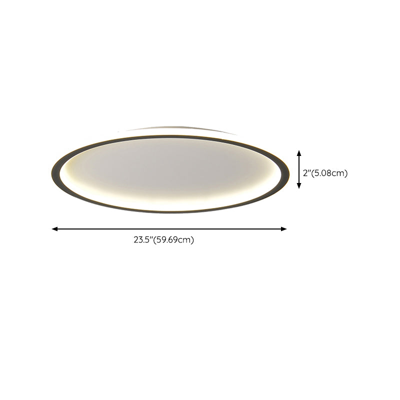 Minimalism Ceiling Lighting Circle LED Flush Mount Fixture in Black for Bedroom