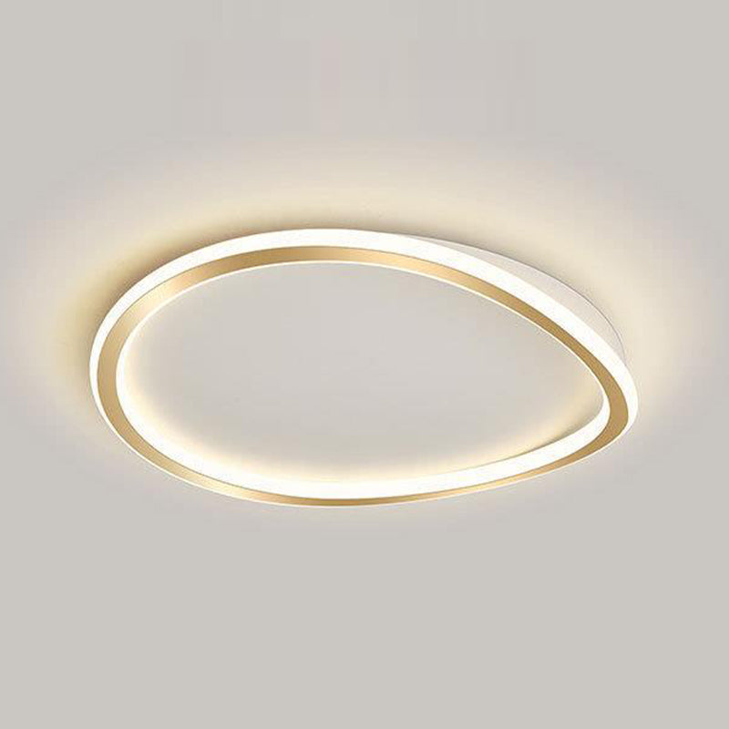 Minimalism Ceiling Lighting Metal LED Flush Mount Fixture in Gold for Bedroom